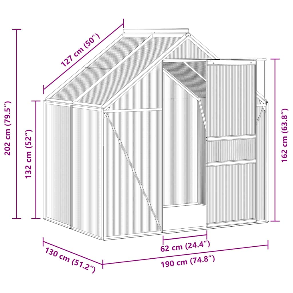 drivhus 2,47 m² aluminium antracitgrå