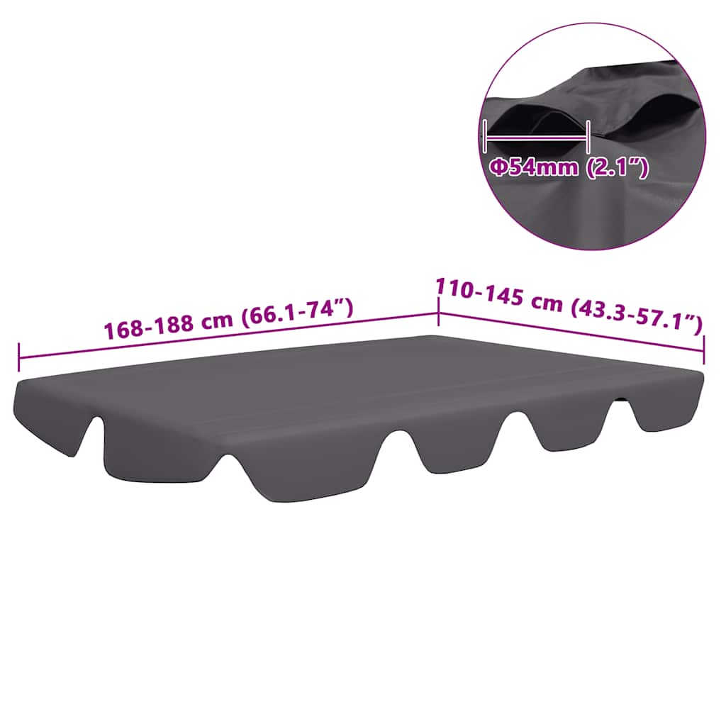 baldakin til havegynge 188/168x145/110 cm antracitgrå