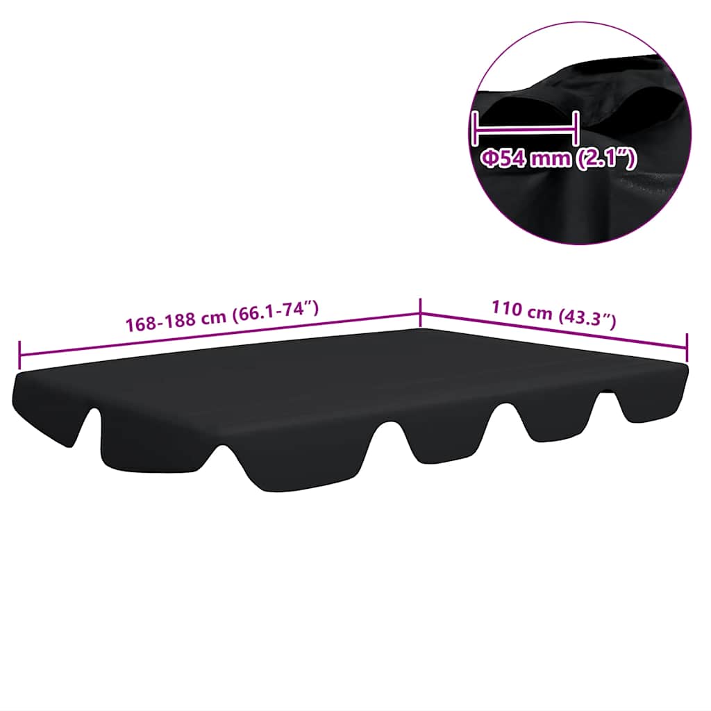 baldakin til havegynge 188/168x145/110 cm sort