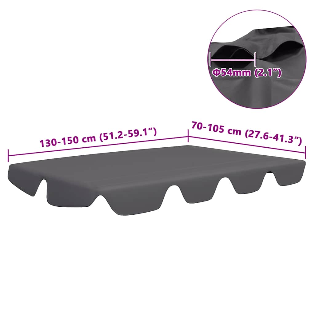 baldakin til havegynge 150/130x105/70 cm antracitgrå