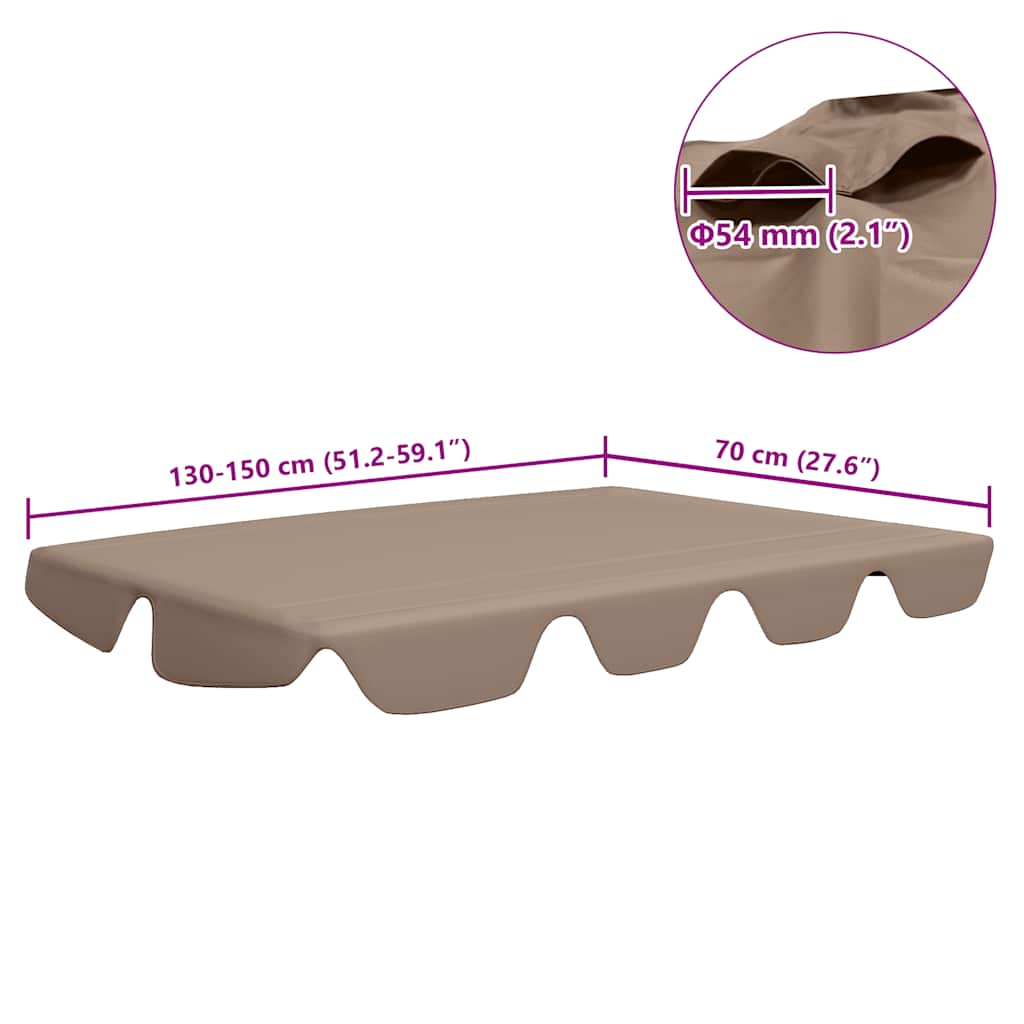 baldakin til havegynge 150/130x105/70 cm gråbrun