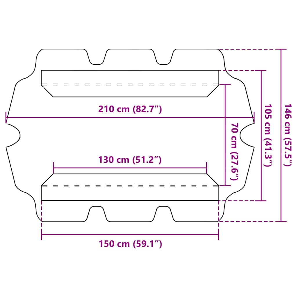 baldakin til havegynge 150/130x105/70 cm sort