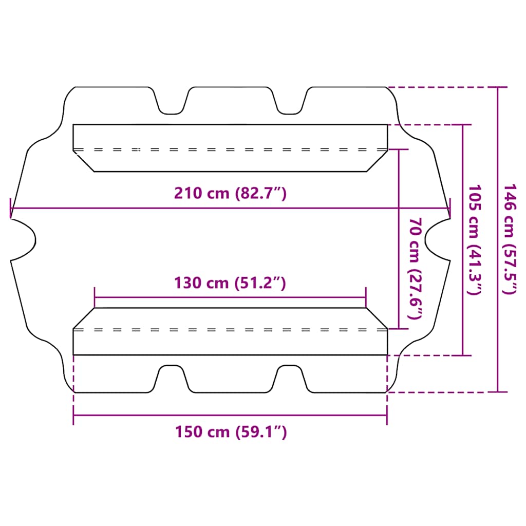 baldakin til havegynge 150/130x105/70 cm vinrød