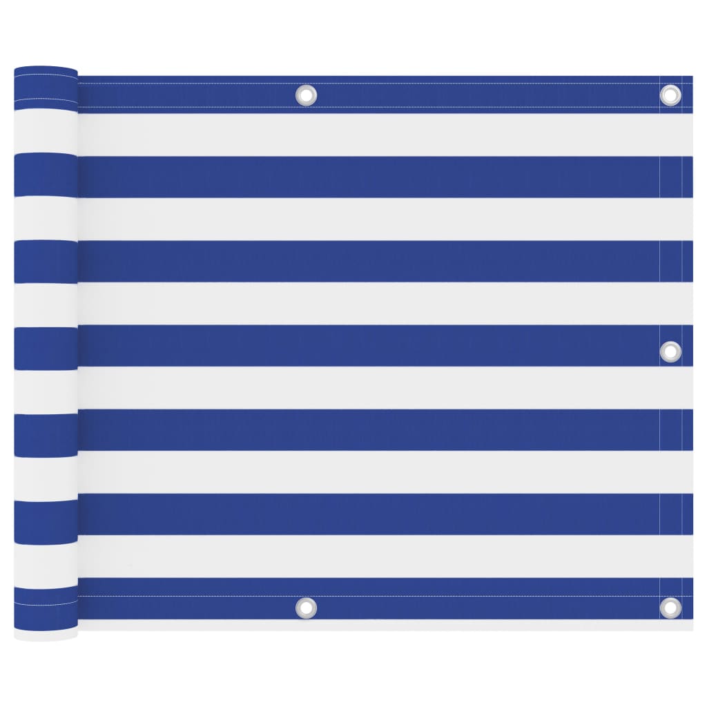 altanafskærmning 75x300 cm oxfordstof hvid og blå