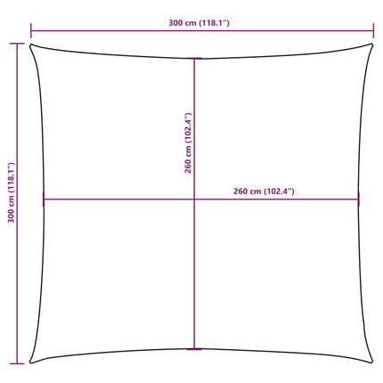 solsejl 3x3 m firkantet oxfordstof beige