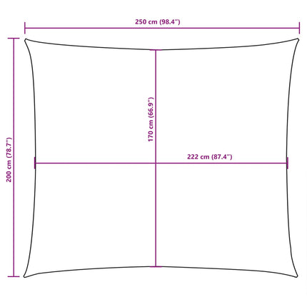 solsejl 2x2,5 m rektangulær oxfordstof beige