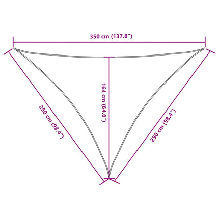 solsejl 2,5x2,5x3,5 m trekantet oxfordstof cremefarvet
