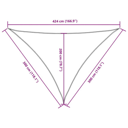 solsejl 3x3x4,24 m trekantet oxfordstof cremefarvet