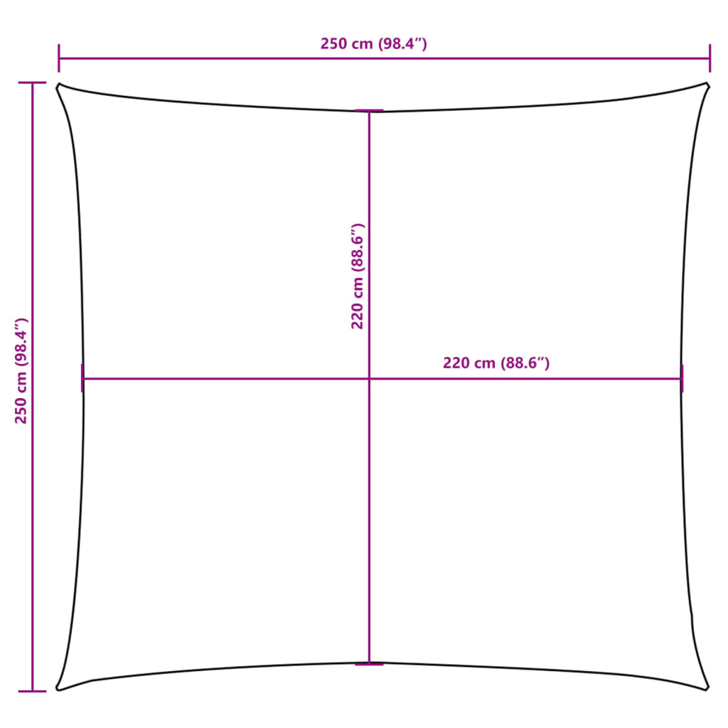 solsejl 2,5x2,5 m firkantet oxfordstof hvid