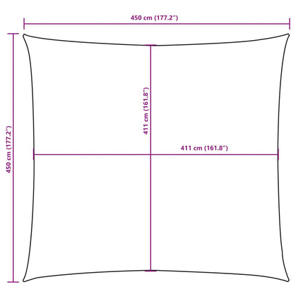 solsejl 4,5x4,5 m firkantet oxfordstof hvid