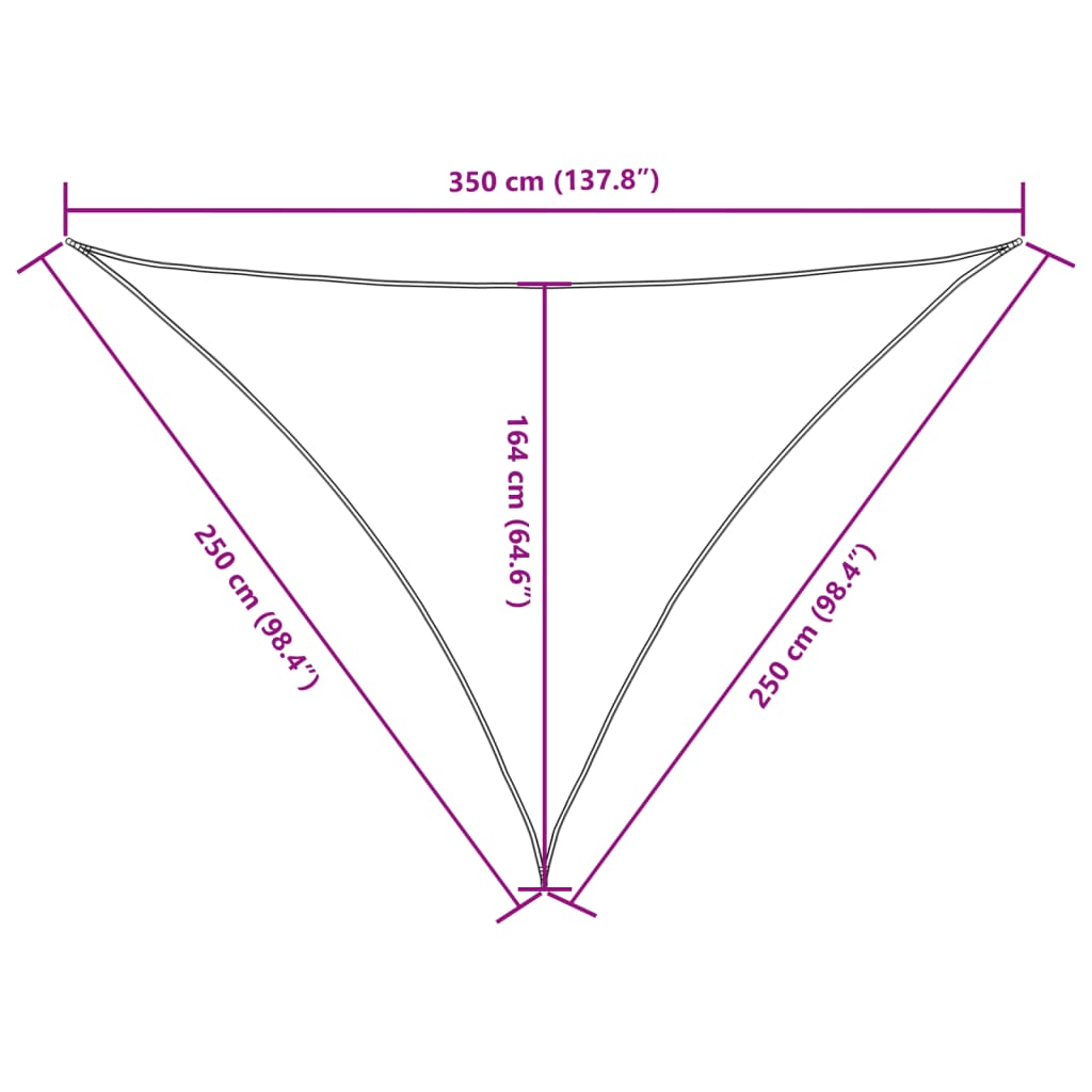solsejl 2,5x2,5x3,5 m trekantet oxfordstof hvid