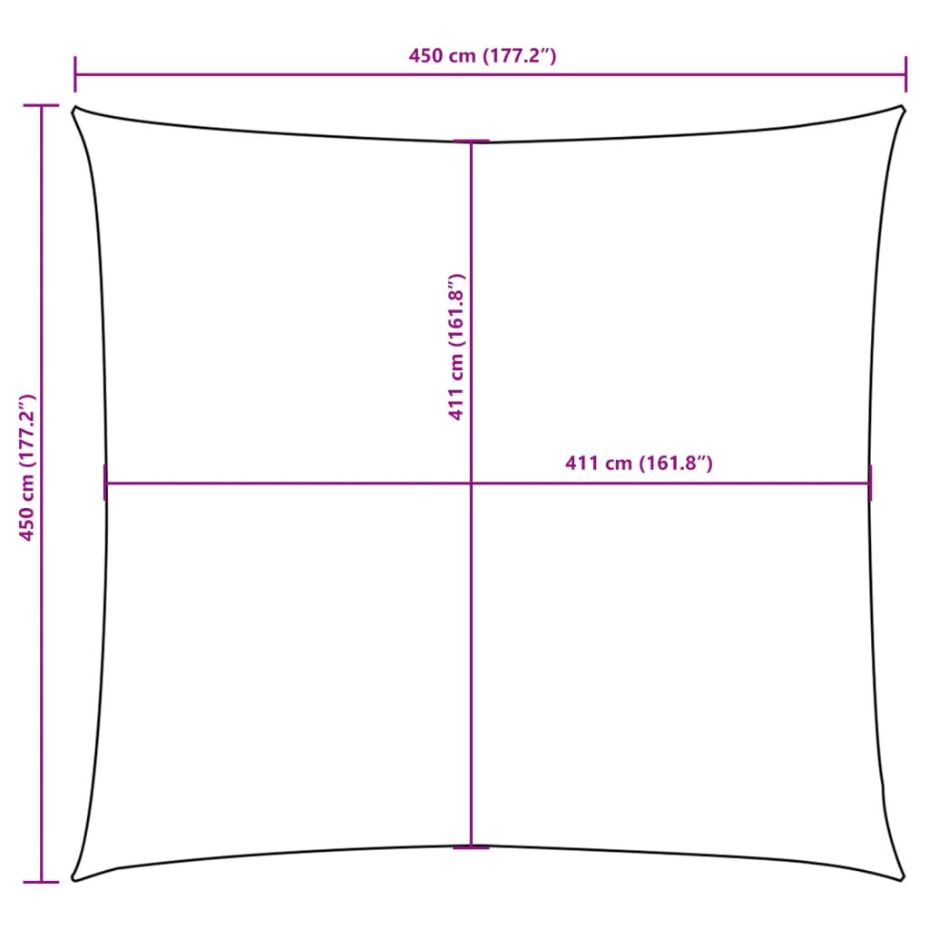 solsejl 4,5x4,5 m oxfordstof firkantet terrakotta