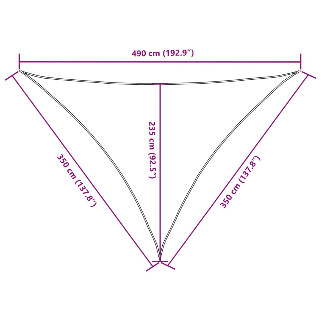 solsejl 3,5x3,5x4,9 m oxfordstof trekantet terrakotta