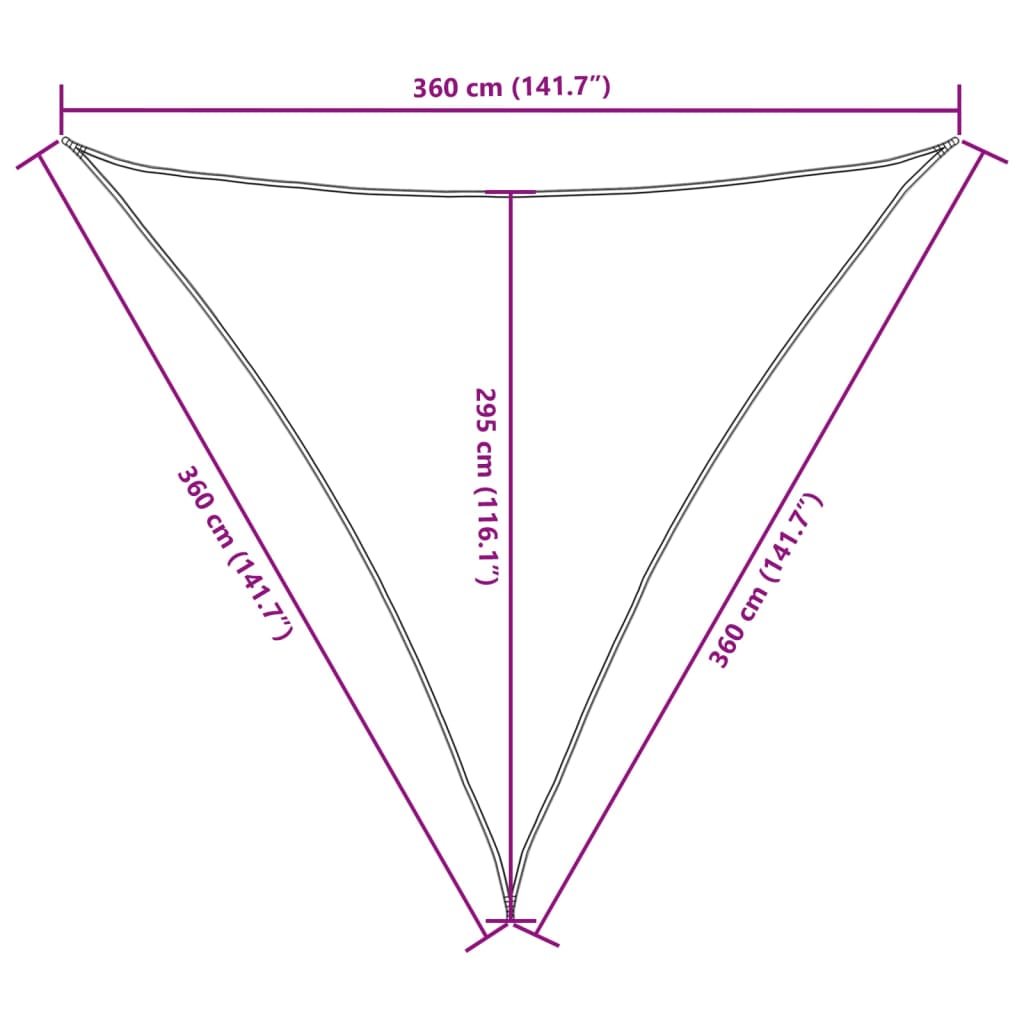 solsejl 3,6x3,6x3,6 m oxfordstof trekantet gråbrun