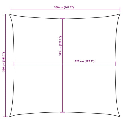 solsejl 3,6x3,6 m oxfordstof firkantet gul