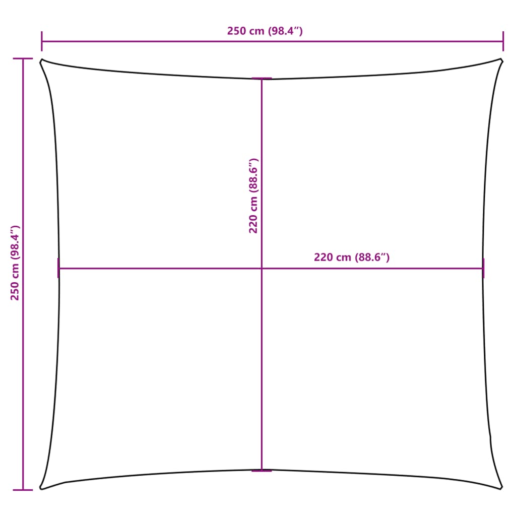 solsejl 2,5x2,5 m firkantet oxfordstof orange