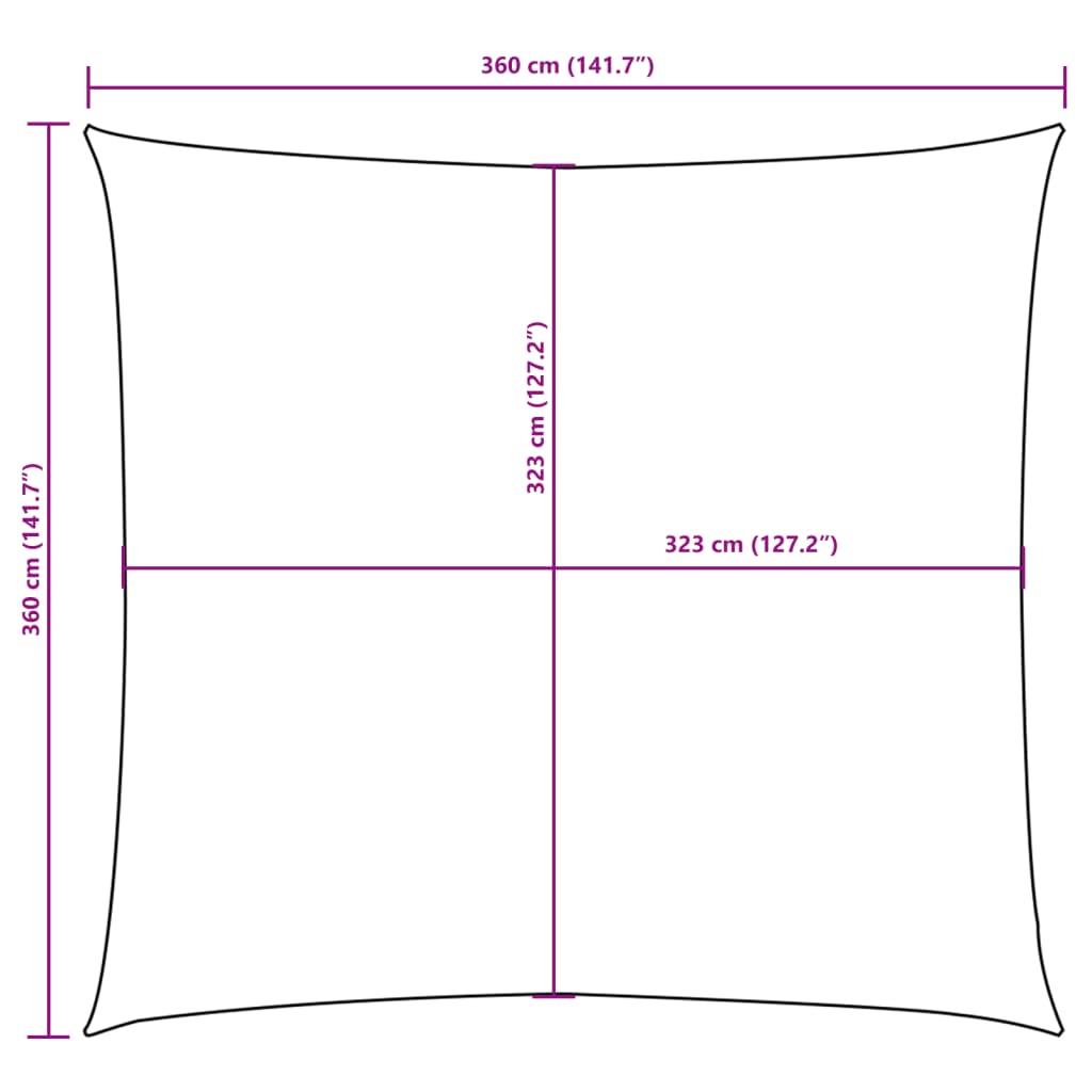 solsejl 3,6x3,6 m oxfordstof firkantet orange