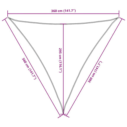 solsejl 3,6x3,6x3,6 m oxfordstof trekantet sort