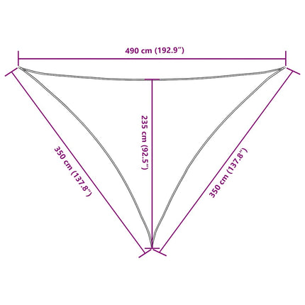 solsejl 3,5x3,5x4,9 m trekantet oxfordstof sort