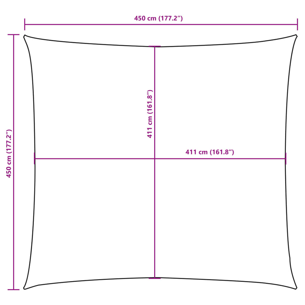 solsejl 4,5x4,5 m firkantet oxfordstof brun