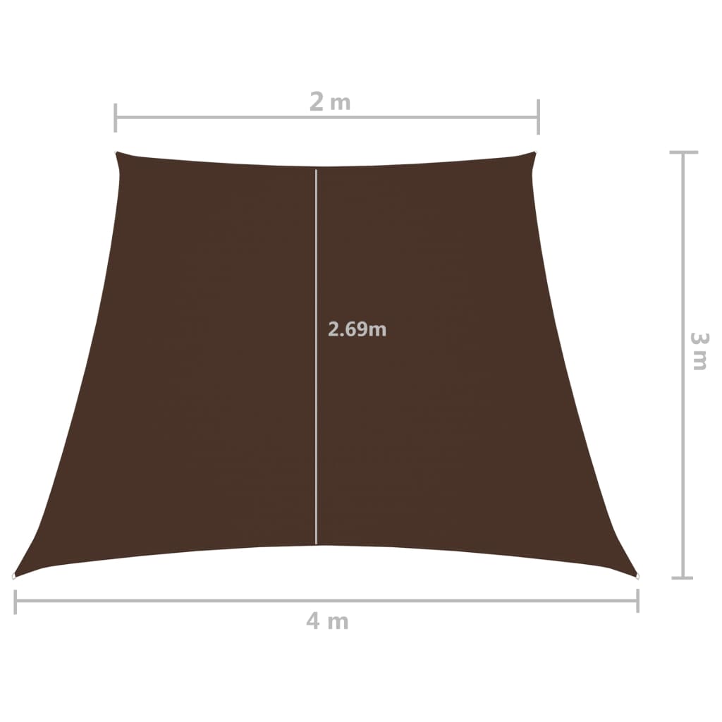 solsejl 2/4x3 m trapezformet oxfordstof brun