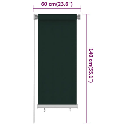 udendørs rullegardin 65 (B) x 140 (H) cm HDPE mørkegrøn