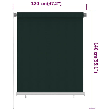 udendørs rullegardin 125 (B) x 140 (H) cm HDPE mørkegrøn