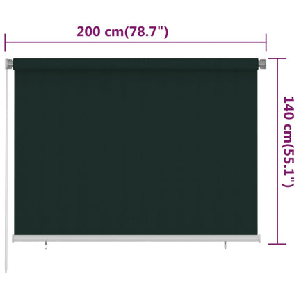 udendørs rullegardin 205 (B) x 140 (H) cm HDPE mørkegrøn