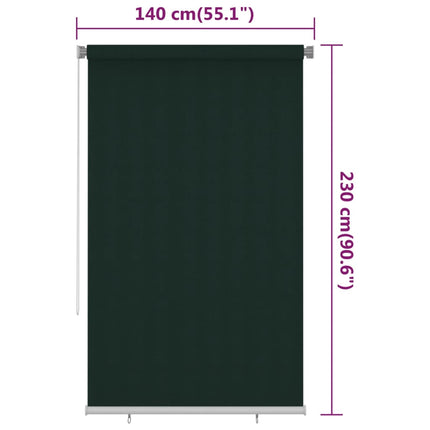 udendørs rullegardin 145 (B) x 230 (H) cm HDPE mørkegrøn