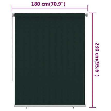 udendørs rullegardin 185 (B) x 230 (H) cm HDPE mørkegrøn