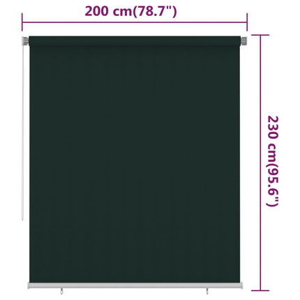 udendørs rullegardin 205 (B) x 230 (H) cm HDPE mørkegrøn