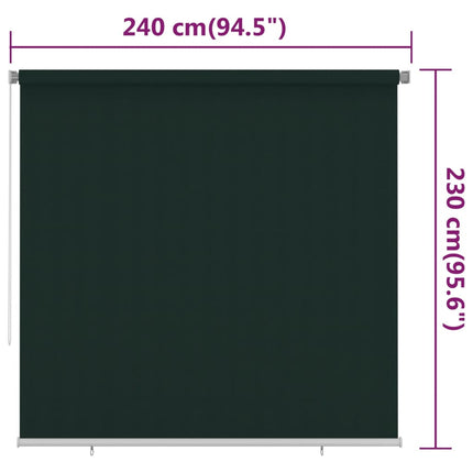 udendørs rullegardin 245 (B) x 230 (H) cm HDPE mørkegrøn