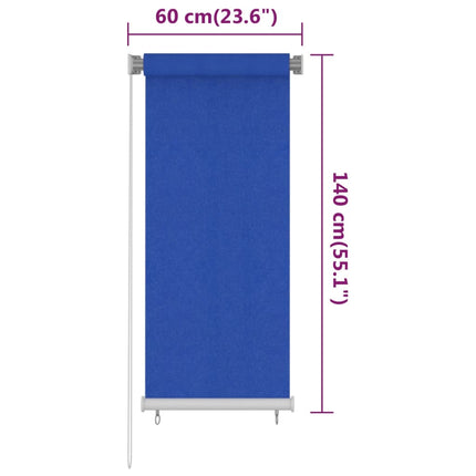 udendørs rullegardin 65 (B) x 140 (H) cm HDPE blå