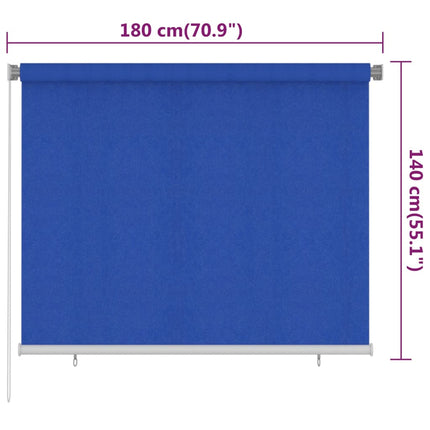 udendørs rullegardin 185 (B) x 140 (H) cm HDPE blå
