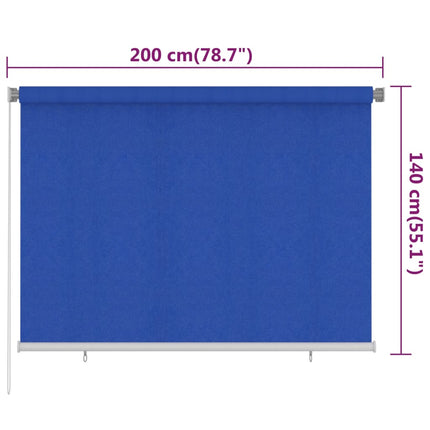 udendørs rullegardin 205 (B) x 140 (H) cm HDPE blå