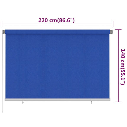 udendørs rullegardin 225 (B) x 140 (H) cm HDPE blå
