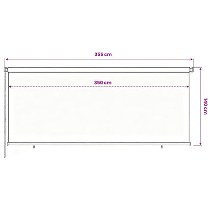 udendørs rullegardin 355 (B) x 140 (H) cm sort