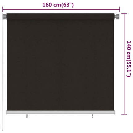 udendørs rullegardin 165 (B) x 140 (H) cm HDPE brun