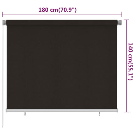 udendørs rullegardin 185 (B) x 140 (H) cm HDPE brun