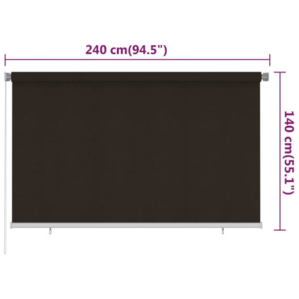 udendørs rullegardin 245 (B) x 140 (H) cm HDPE brun