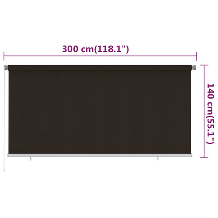 udendørs rullegardin 305 (B) x 140 (H) cm HDPE brun