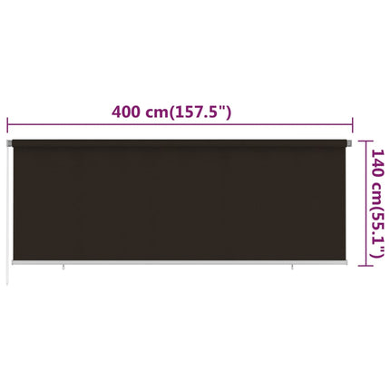 udendørs rullegardin 405 (B) x 140 (H) cm HDPE brun