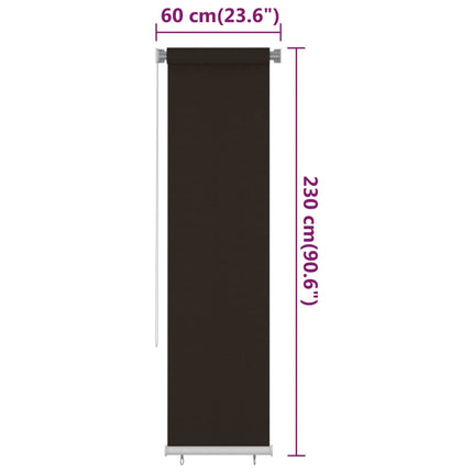 udendørs rullegardin 65 (B) x 230 (H) cm HDPE brun