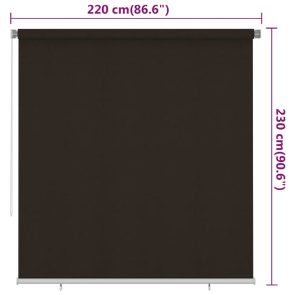 udendørs rullegardin 225 (B) x 230 (H) cm HDPE brun