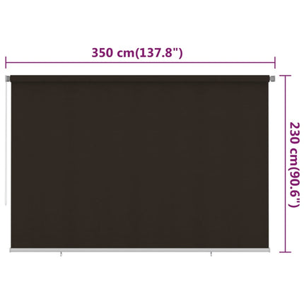 udendørs rullegardin 355 (B) x 230 (H) cm HDPE brun