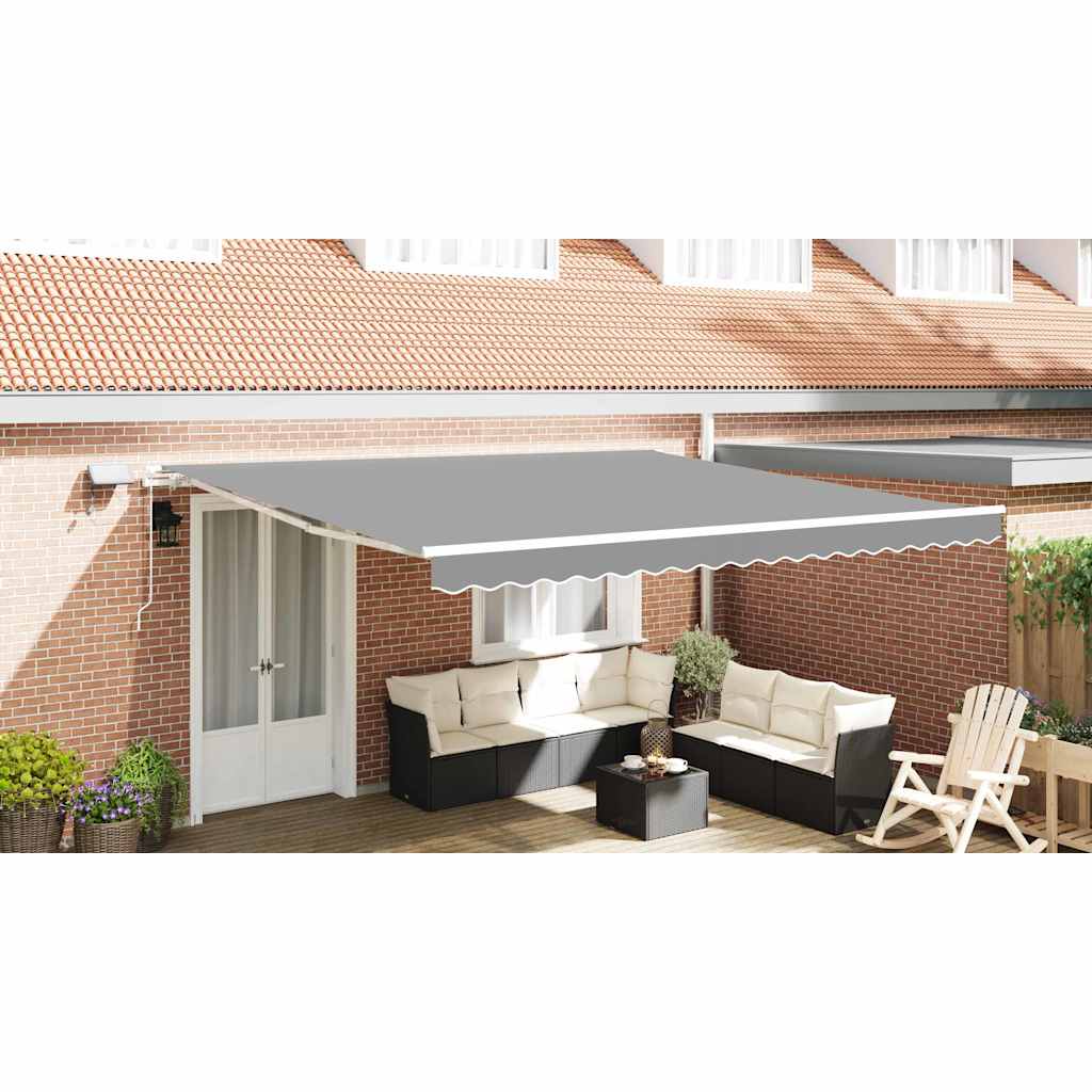 Markiseramme med LED -strimmellys Hvid 500 × 350 cm Aluminium