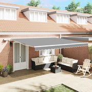 Markiseramme med LED -strimmellys Hvid 500 × 350 cm Aluminium