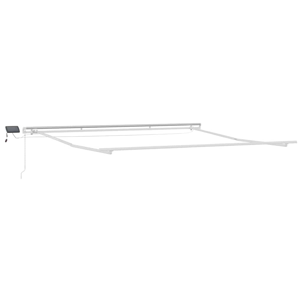 Markiseramme med LED -strimmellys Hvid 500 × 350 cm Aluminium