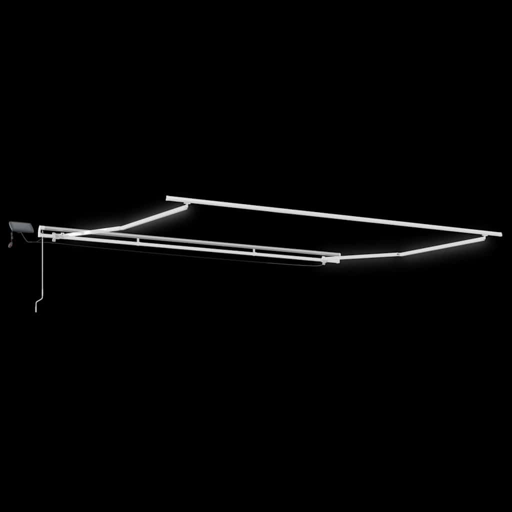 Markiseramme med LED -strimmellys Hvid 500 × 350 cm Aluminium