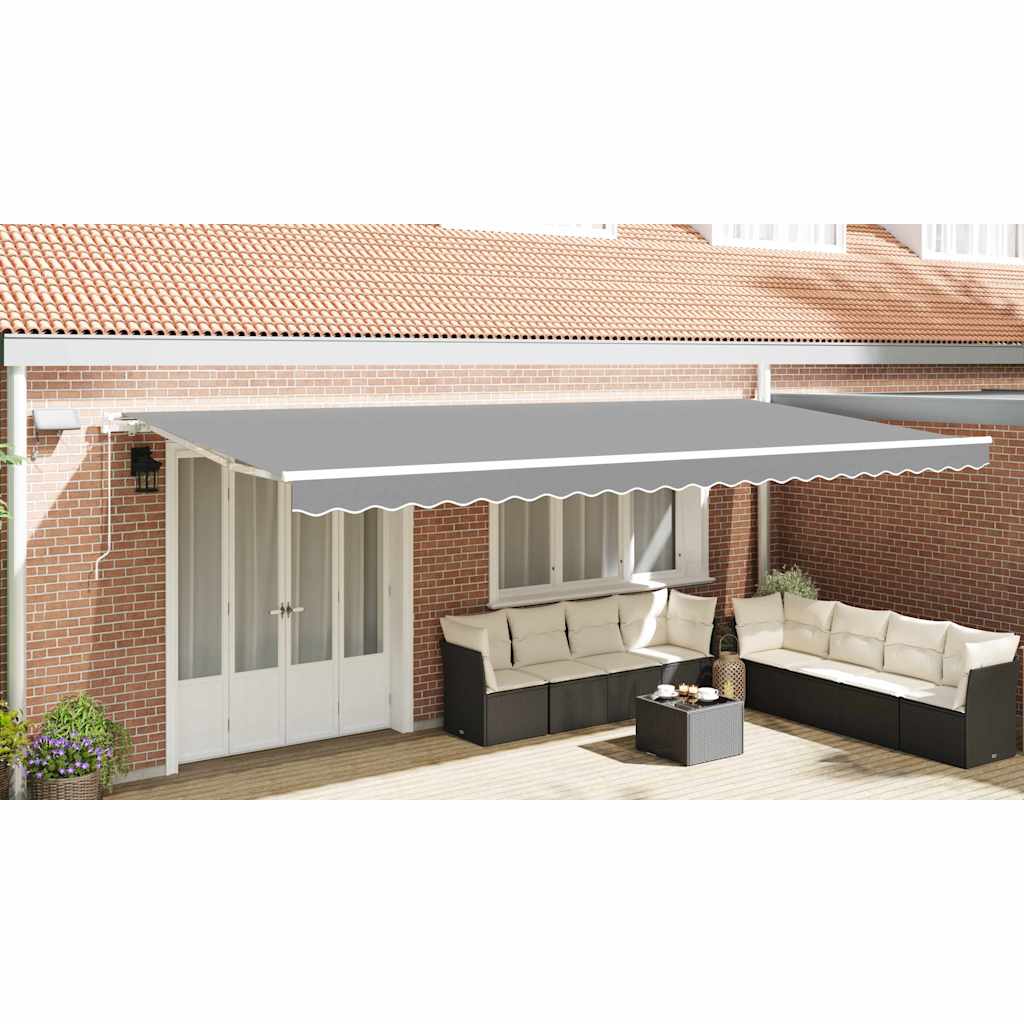 Markiseramme med LED -strimmellys Hvid 600 × 350 cm Aluminium